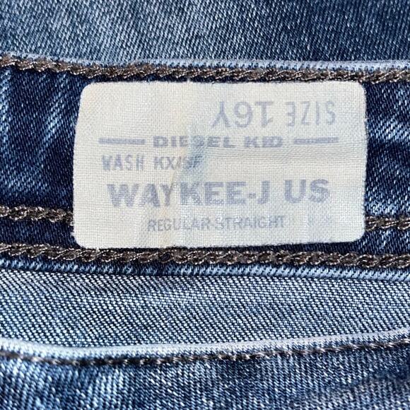 Diesel Kid Waykee-J US Jeans 16Y Regular Straight Blue Distressed Paint Splatter - Picture 7 of 10